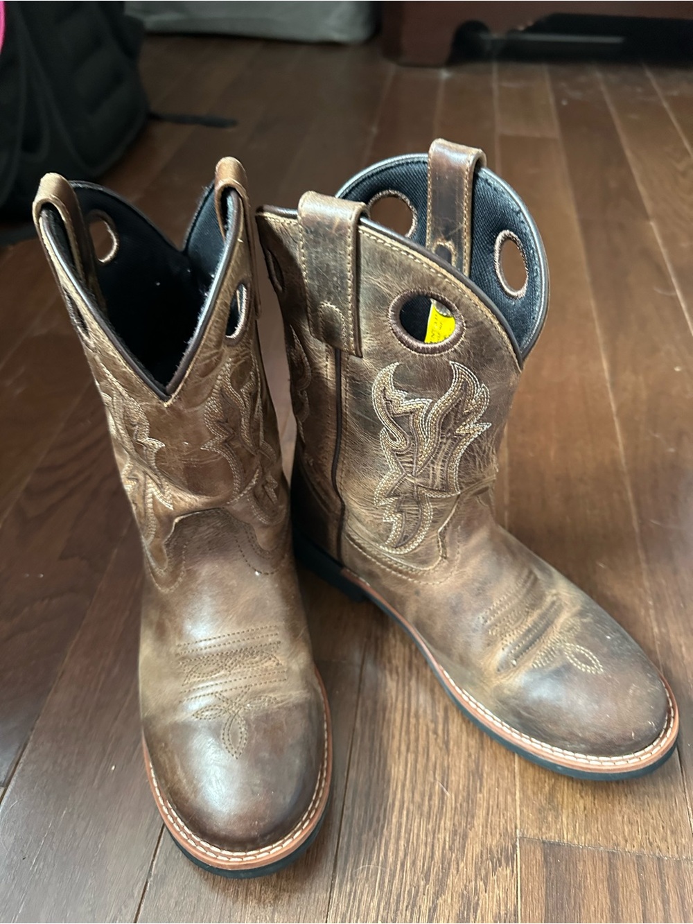Dan Post Brown Kids Western Pull-On Boots with Cutout Handles